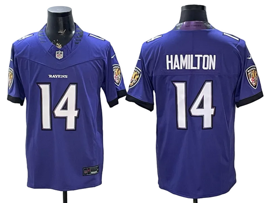 Custom Kyle Hamilton White Black Purple Alternate Limited Football Jersey -All Stitched