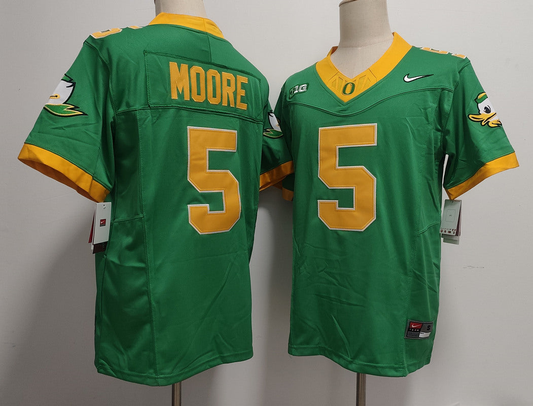 Custom Dante Moore #5 Oregon Ducks Green White Limited Football Jersey -All Stitched