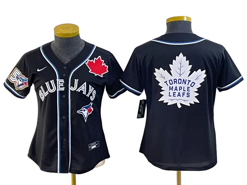 Custom Blue Jays 50th Flag of Canada Black Baseball Jersey - All Stitched
