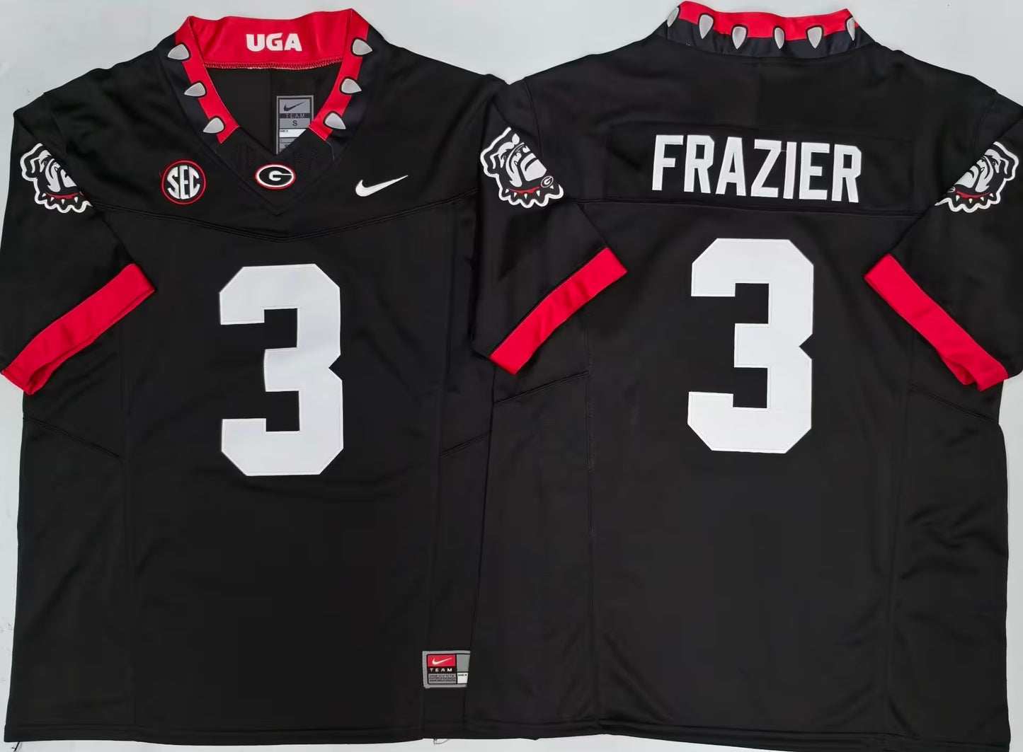 Men's Nate Frazier Black Vapor Jersey #3 Georgia Bulldogs Stranger Things Edition-All Stitched