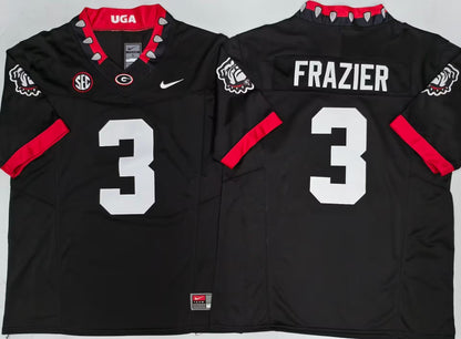 Men's Nate Frazier Black Vapor Jersey #3 Georgia Bulldogs Stranger Things Edition-All Stitched