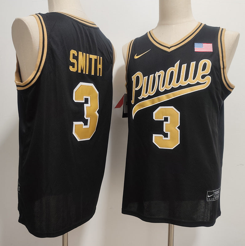 Custom Braden Smith #3 Purdue Boilermakers Black White Basketball Jersey -All Stitched