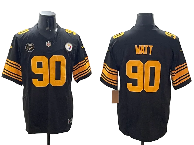 Custom Steelers Alternate Black Football Vapor Limited Jersey - All Stitched