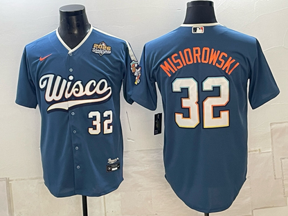 Custom Jackson Chourio Jacob Misiorowski Robert Gasser 2026 World Series Mineral Blue Baseball Jersey -All Stitched