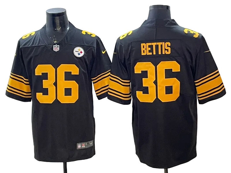 Custom Steelers Alternate Black Football Vapor Limited Jersey - All Stitched