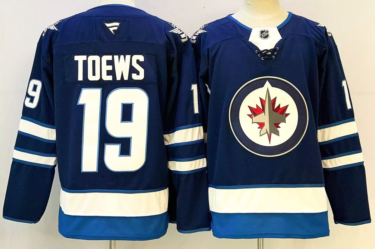 Custom Jets Navy Hockey Jersey -All Stitched