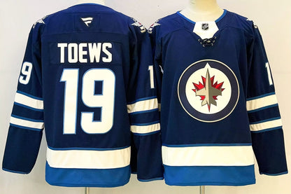 Custom Jets Navy Hockey Jersey -All Stitched