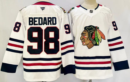 Custom 2026 Connor Bedard Home Red White Black Premium All Stitched Hockey Jersey