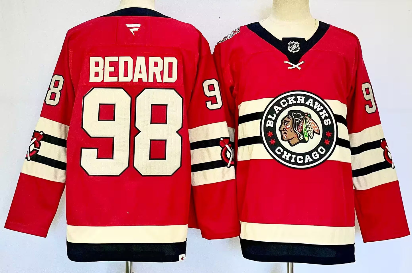 Custom 2026 Connor Bedard Home Red White Black Premium All Stitched Hockey Jersey