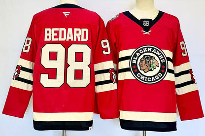 Custom 2026 Connor Bedard Home Red White Black Premium All Stitched Hockey Jersey