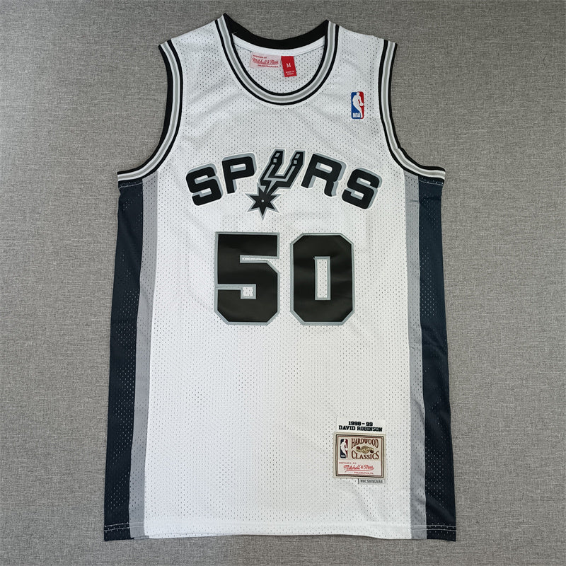 David Robinson San Antonio Spurs 1998-99 Black White Baskeball Jersey -All Stitched