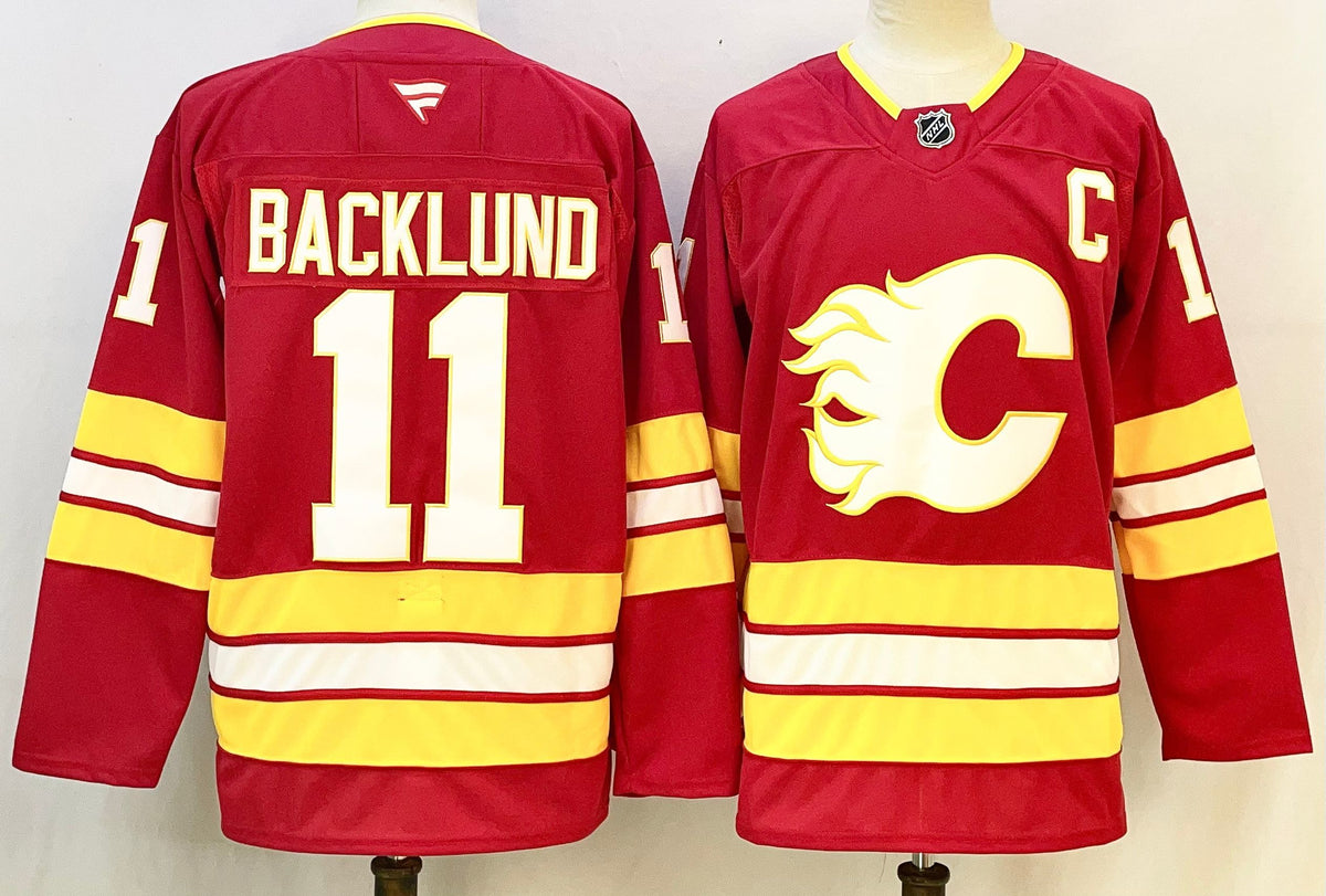 Custom Jacob Markstrom Andrew Mangiapane Flames Red Hockey Jersey -All Stitched