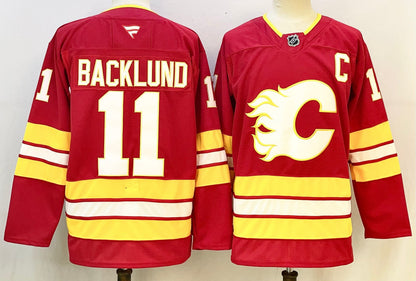 Custom Jacob Markstrom Andrew Mangiapane Flames Red Hockey Jersey -All Stitched