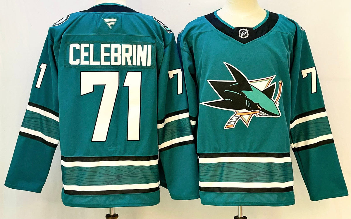 Custom Macklin Celebrini Teal Sharks Hockey Jersey -All Stitched