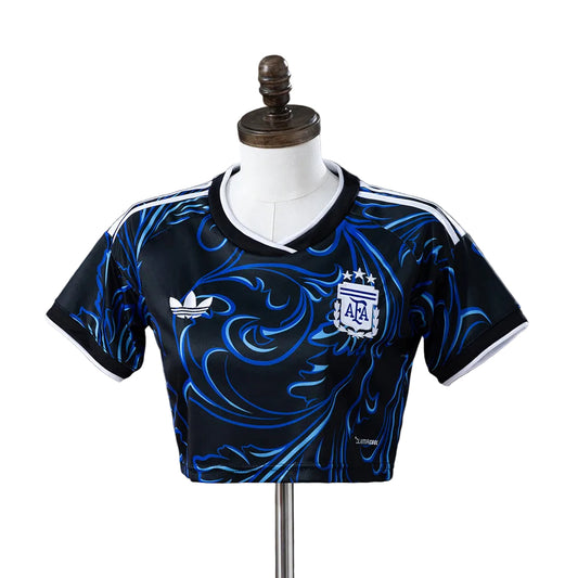 Women's Argentina 2026 Away Blue/Black Cropped Soccer Jersey