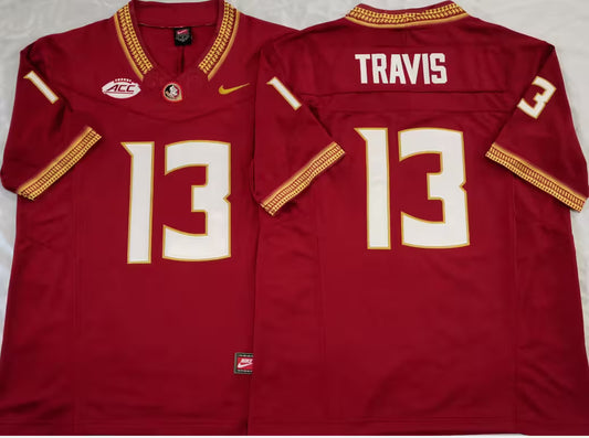 Men's Jordan Travis Vapor Jersey #13 White Garnet Turquoise Black Florida State Seminoles -All Stitched