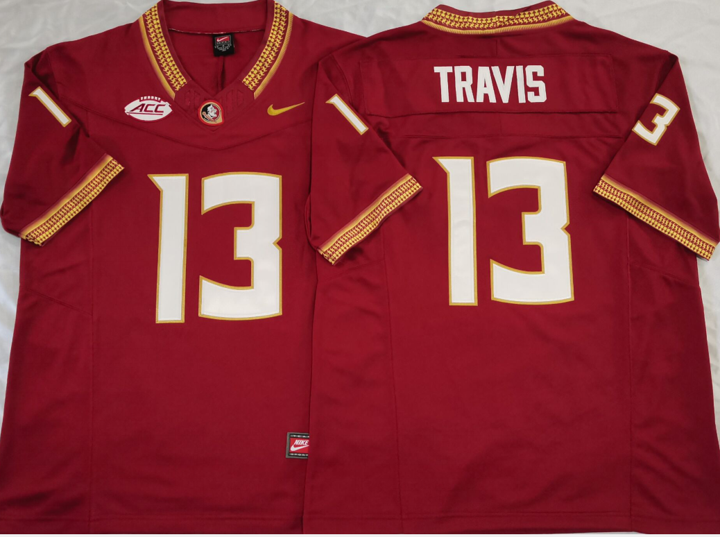 Custom Jordan Travis #13 Florida State Seminoles Garnet Green Black White Limited Football Jersey -All Stitched