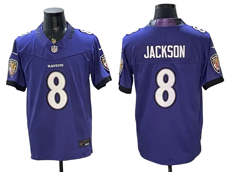 Custom Lamar Jackson White Black Purple Alternate Limited Football Jersey -All Stitched