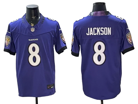 Custom Lamar Jackson White Black Purple Alternate Limited Football Jersey -All Stitched