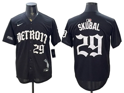 2026 Custom Tigers Old English Edition Black Limited Baseball Jersey -All Stitched
