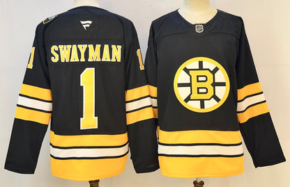 Custom Name Number Jeremy Swayman James Hagens David Pastrnak Bruins Home Black Hockey Jersey -All Stitched