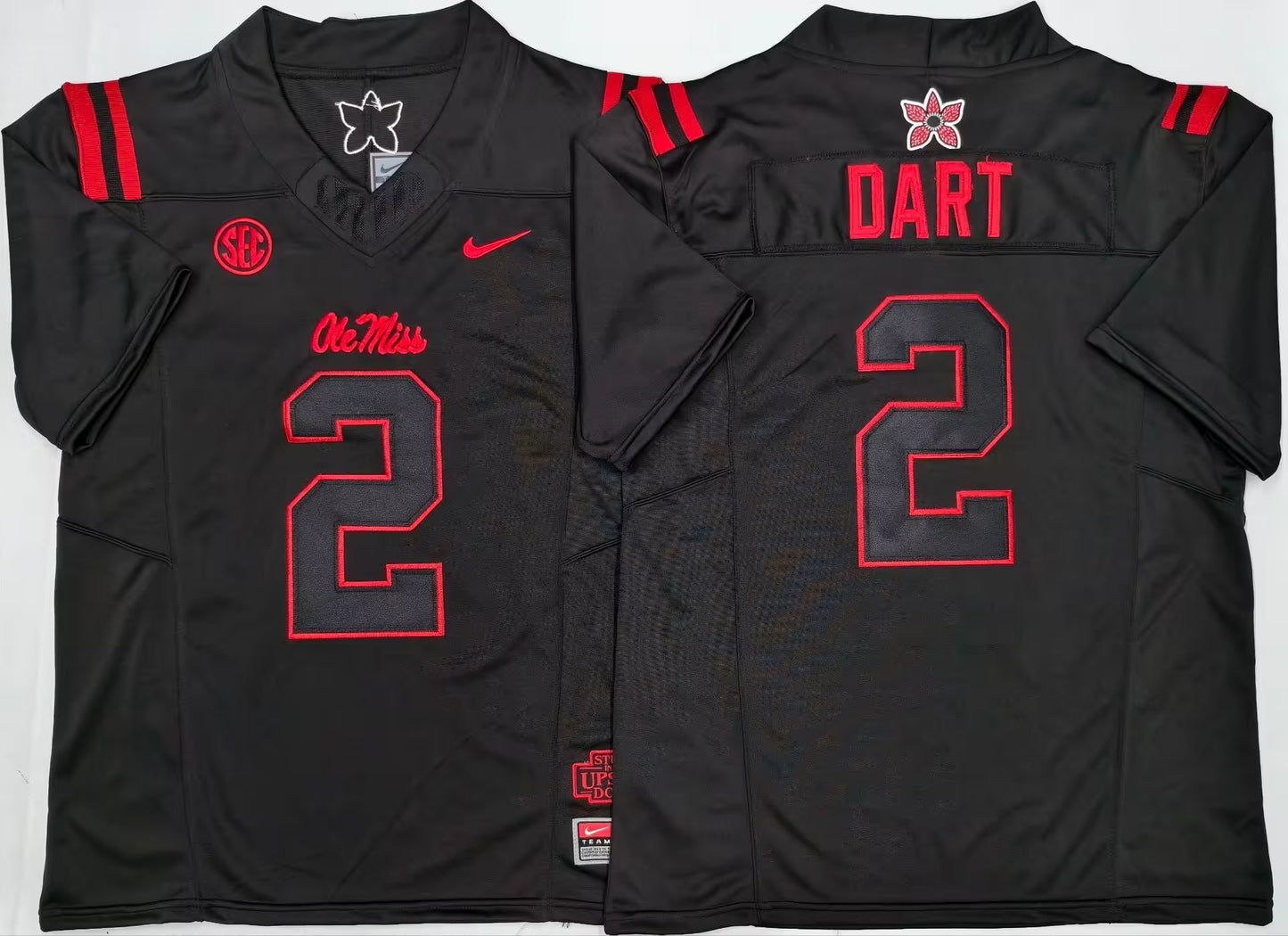 Men's Jaxson Dart 2# Ole Miss Rebels Black Vapor Jersey -All Stitched