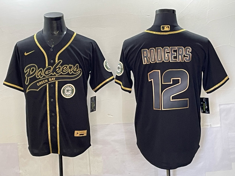 Custom Green Bay Packers Aaron Rodgers Micah Parsons Black Gray White Green Baseball Jersey -All Stitched