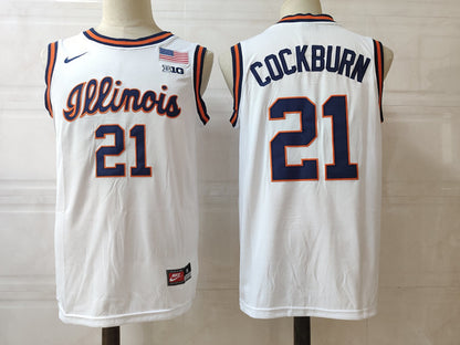 Custom Kofi Cockburn #21 Illinois Fighting Illini Retro Orange White Basketball Jersey -All Stitched
