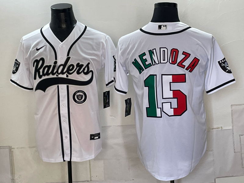 Custom Fernando Mendoza Raiders Black White Mexico Limited Baseball Jersey -All Stitched