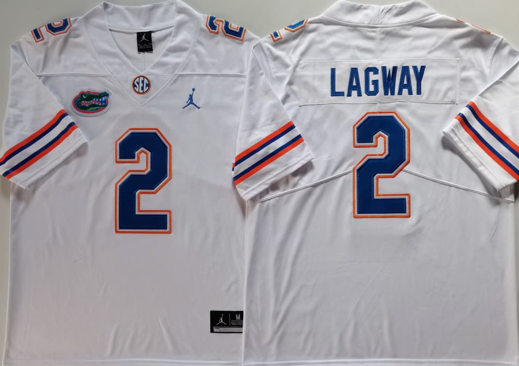 Men's DJ Lagway Vapor Jersey #2 Florida Gators White Royal Orange Black Football Jersey -All Stitched