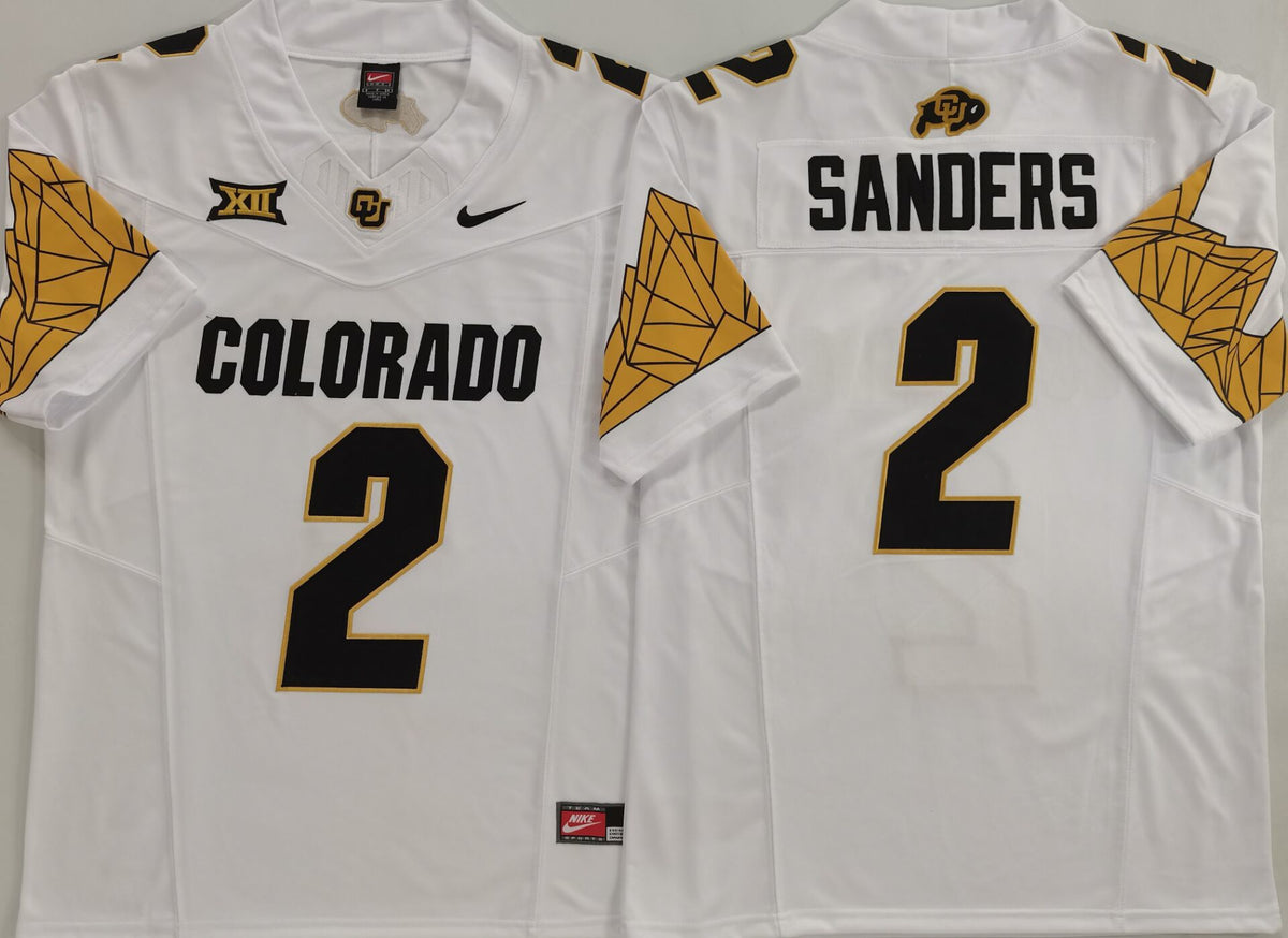 Custom Shedeur Sanders #2 Colorado Buffaloes White Gray Black Gold Limited Football Jersey -All Stitched