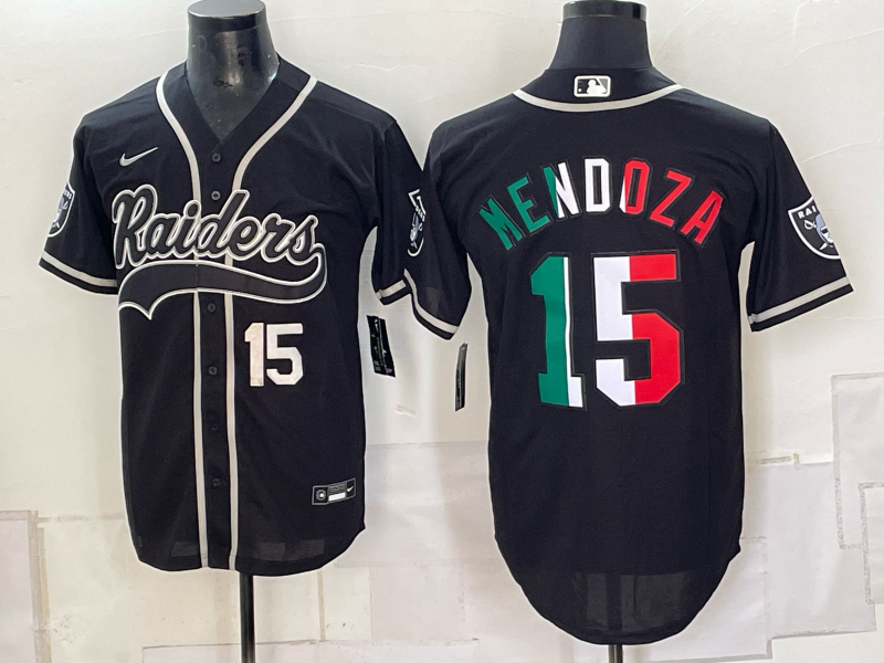 Custom Fernando Mendoza Raiders Black White Mexico Limited Baseball Jersey -All Stitched