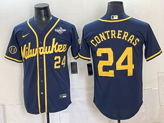 Custom William Contreras 2026 World Series Navy Baseball Jersey -All Stitched
