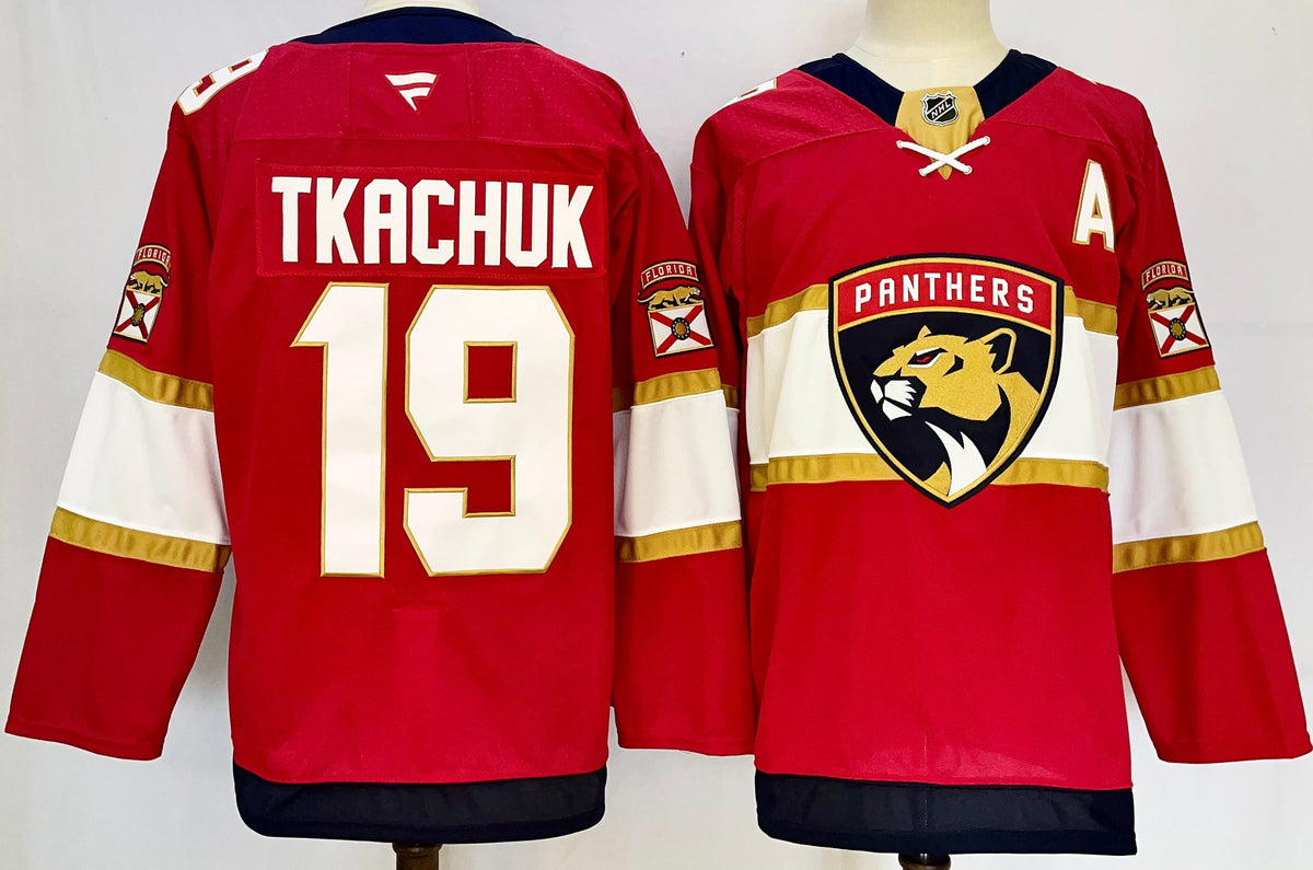Custom Brady Tkachuk Panthers Home Red Hockey Jersey -All Stitched