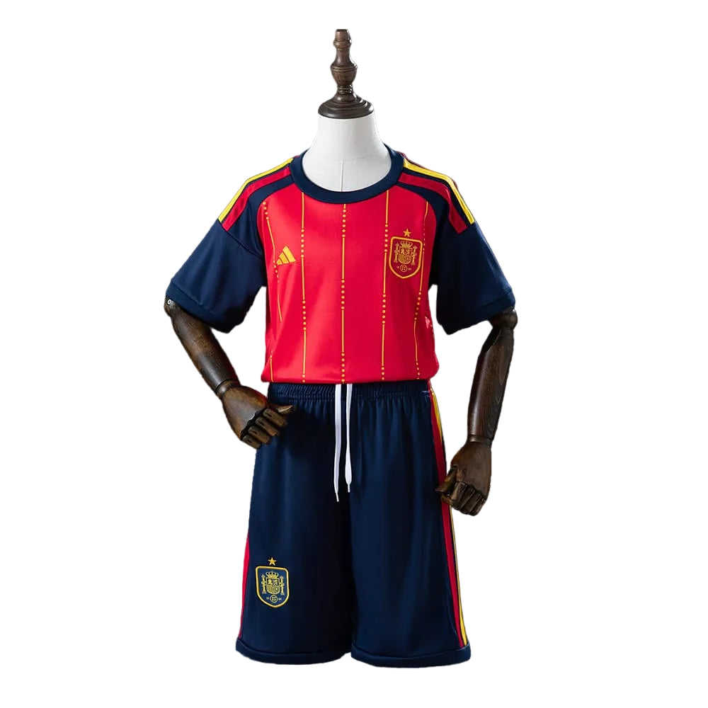 Spain Kids Kit Soccer Jersey Set - Home Red & Navy | Custom Name & Number