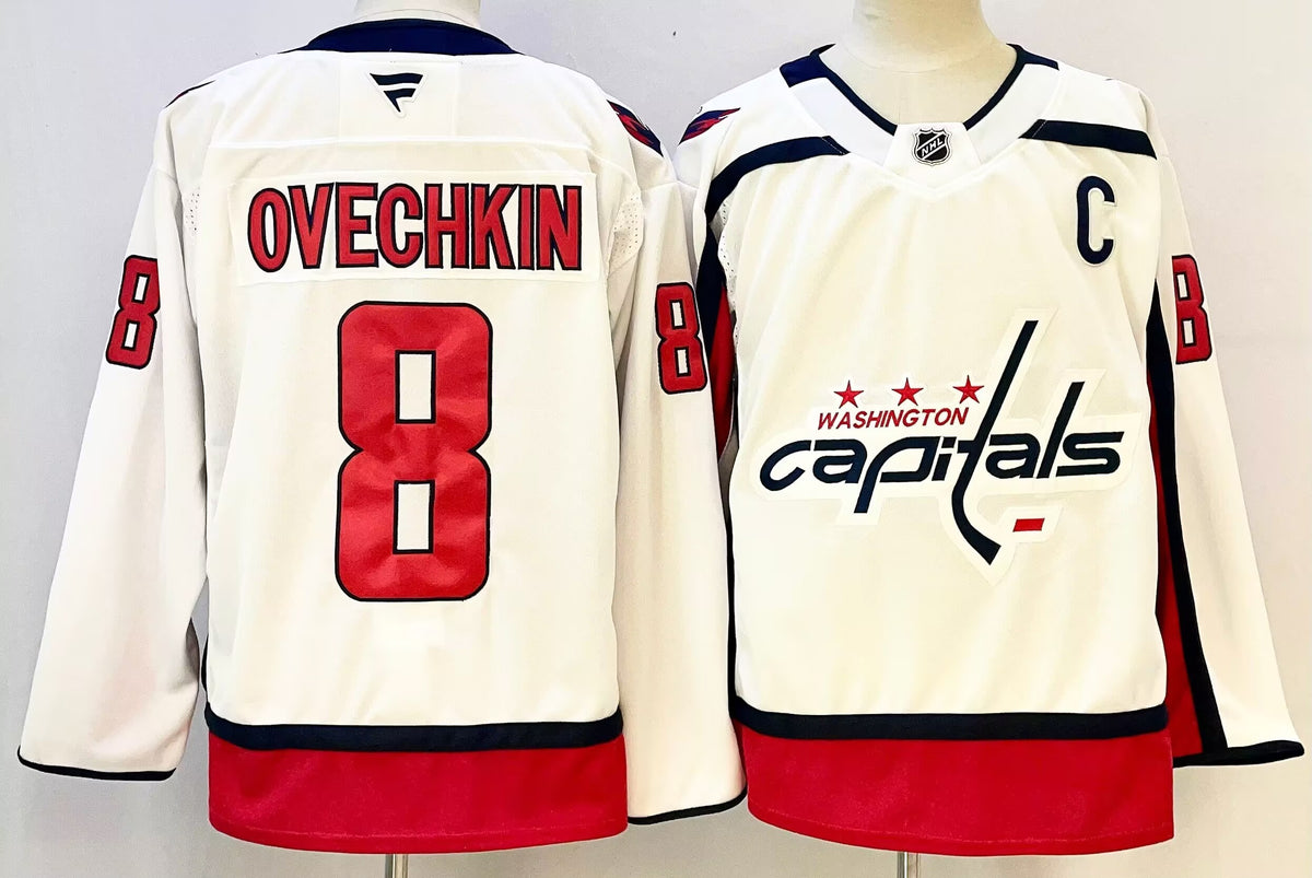 Custom Name Number Alexander Ovechkin Capitals Home Red Away White Hockey Jersey -All Stitched
