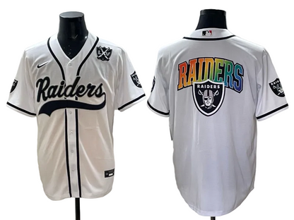 Custom Las Vegas Raiders LOGO White Black Gray Limited Baseball Jersey -All Stitched
