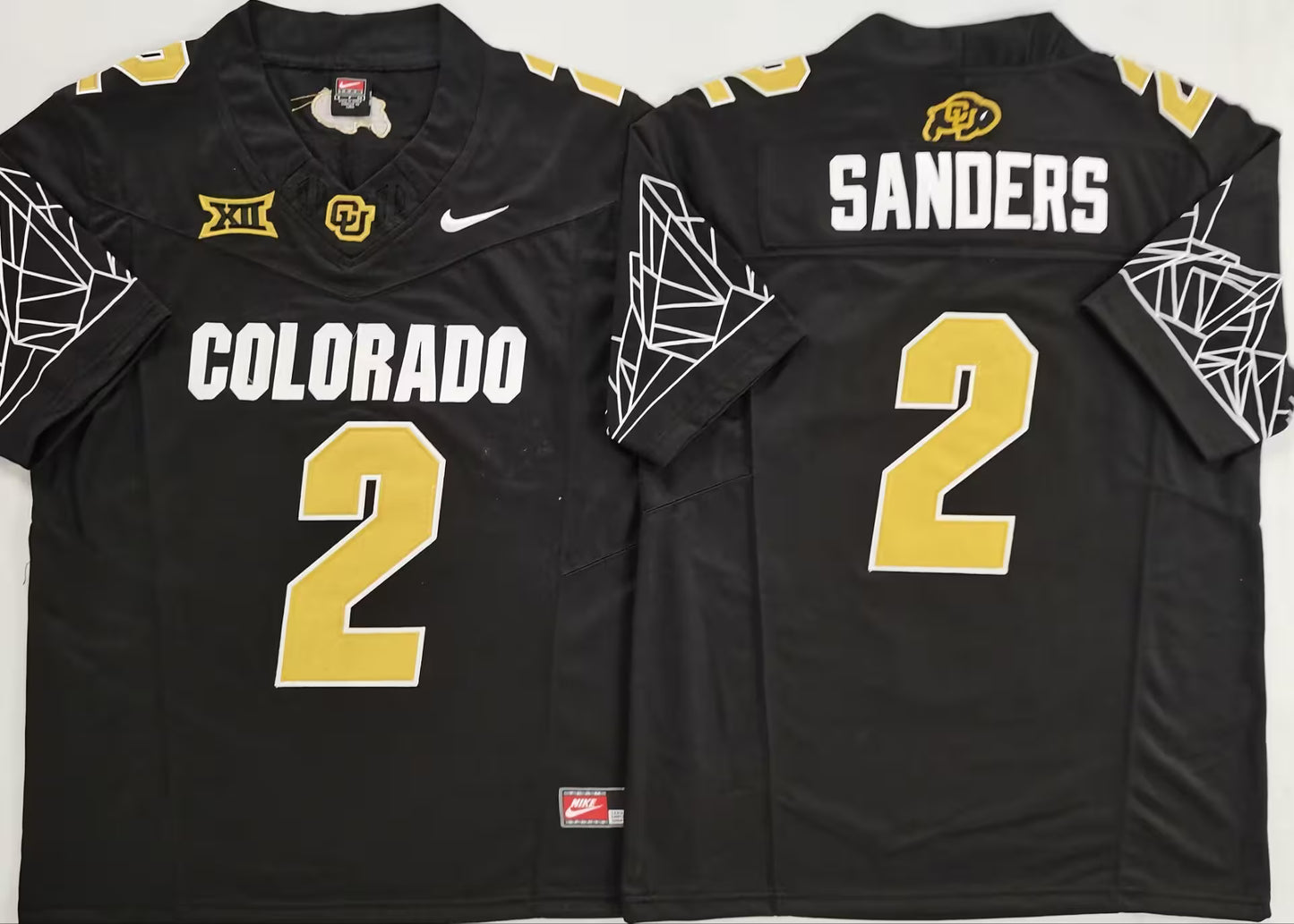 Men's Shedeur Sanders White Vapor Jersey #2 Black Gray Gold Colorado Buffaloes -All Stitched