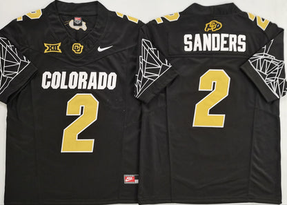 Custom Shedeur Sanders #2 Colorado Buffaloes White Gray Black Gold Limited Football Jersey -All Stitched