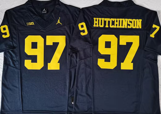 Men's Aidan Hutchinson Vapor Jersey #97 White Gold Navy Michigan Wolverines -All Stitched