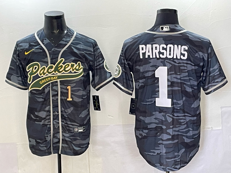 Custom Green Bay Packers Aaron Rodgers Micah Parsons Black Gray White Green Baseball Jersey -All Stitched