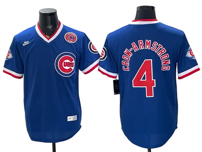Custom Cubs Throwback Royal Collection Limited Baseball Jersey -All Stitched