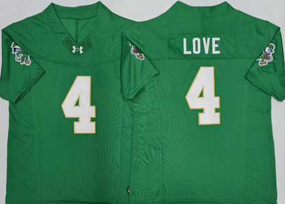 Custom Jeremiyah Love #4 Notre Dame Fighting Irish Green White Navy Limited Football Jersey -All Stitched