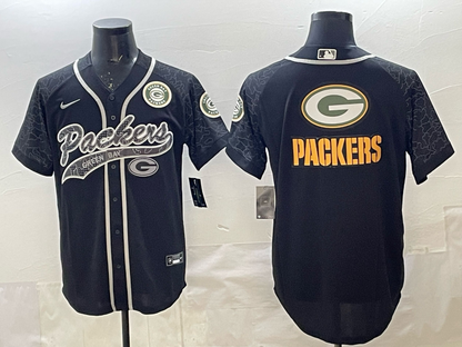 Custom Green Bay Packers Aaron Rodgers Micah Parsons Black Gray White Green Baseball Jersey -All Stitched