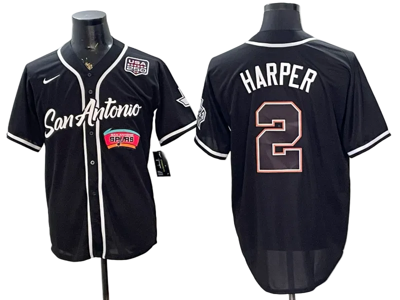 2026 Stephon Castle Dylan Harper De'Aaron Fox Victor Wembanyama San Antonio Spurs Baseball Jersey -All Stitched