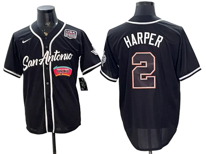 2026 Stephon Castle Dylan Harper De'Aaron Fox Victor Wembanyama San Antonio Spurs Baseball Jersey -All Stitched