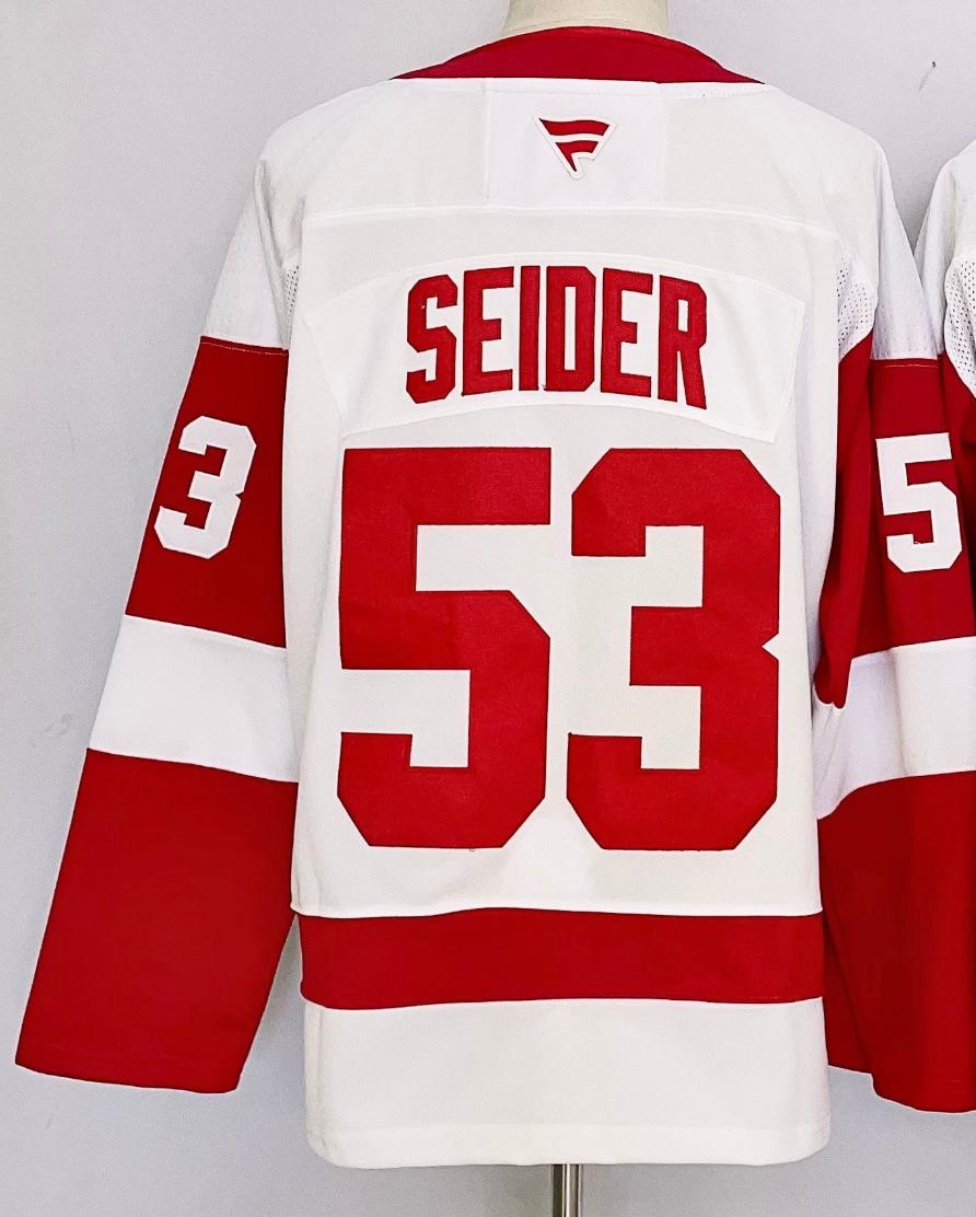 Custom 2025 Wings Away White Premium All Stitched Hockey Jersey