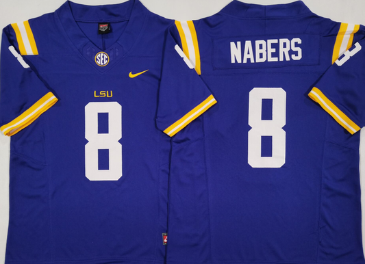 Men's Malik Nabers #8 LSU Tigers Vapor Purple White Football Jersey -All Stitched