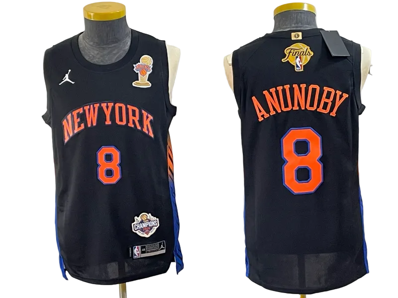 2026 OG Anunoby Jalen Brunson Josh Hart Karl-Anthony Towns Jose Alvarado Black Blue White Baskeball Jersey -All Stitched