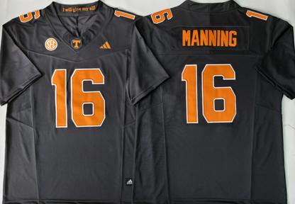 Custom Peyton Manning #16 Tennessee Volunteers Orange White Black Gray Limited Football Jersey -All Stitched